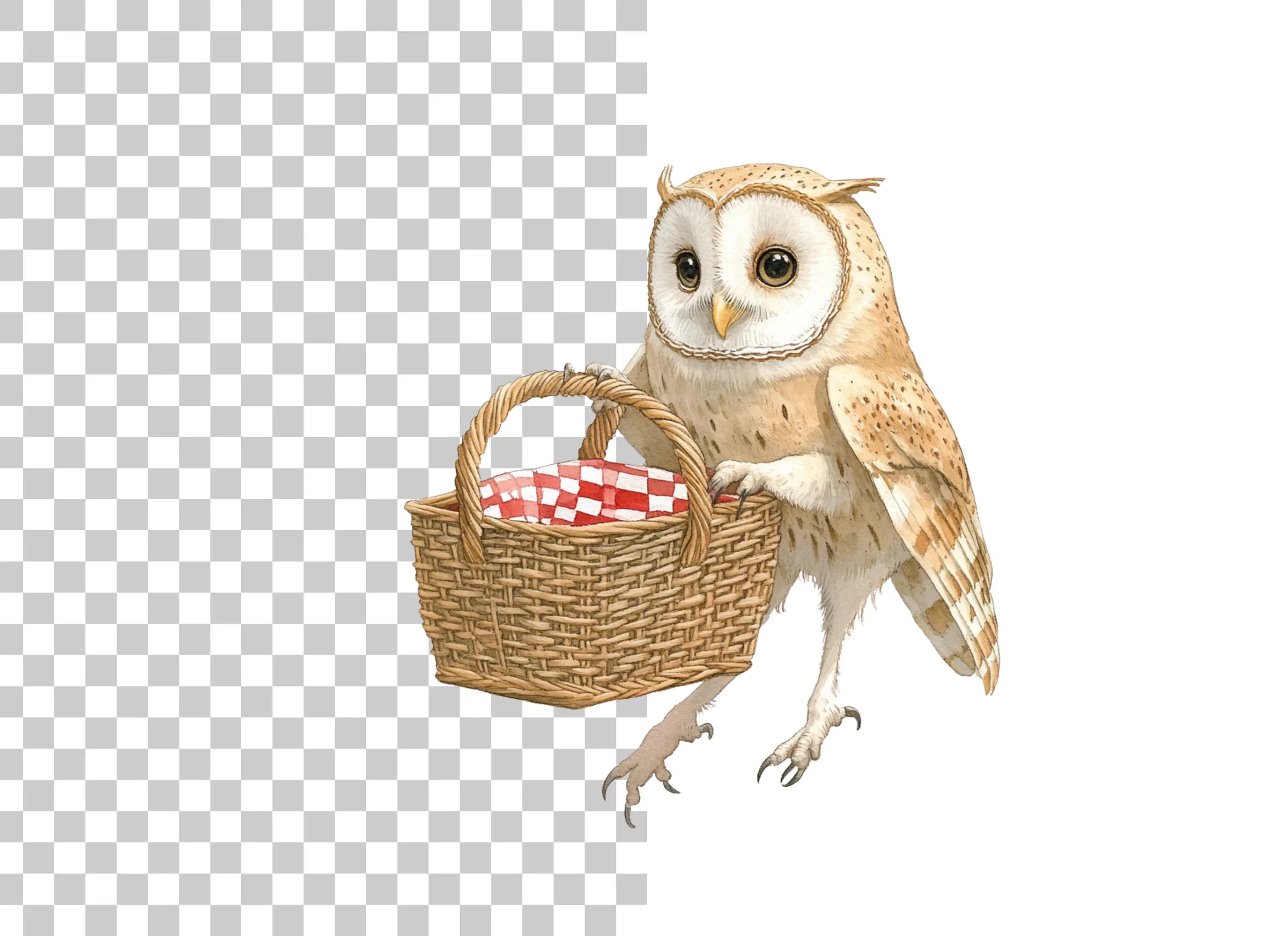 Cute Owls with Picnic Baskets Clipart Bundle