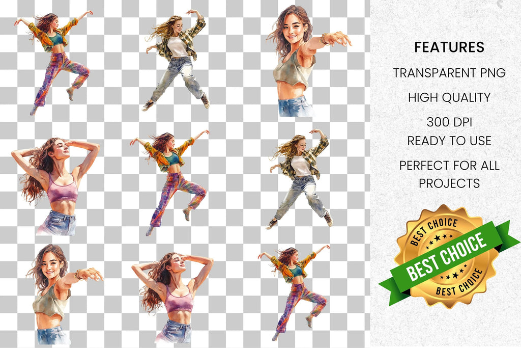 Dynamic Dancing Women Clipart Bundle