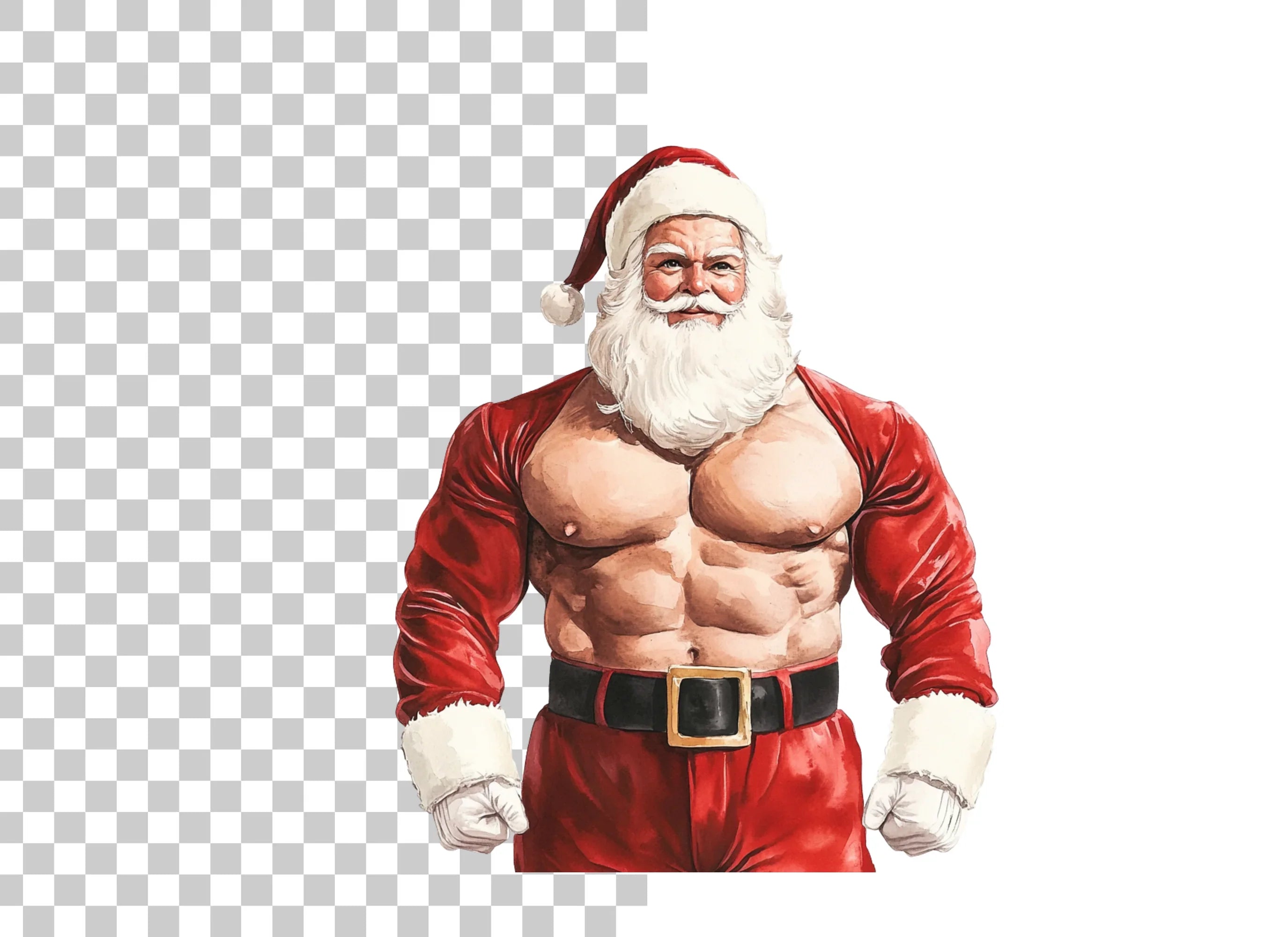 Muscular Santa Claus Clipart Bundle