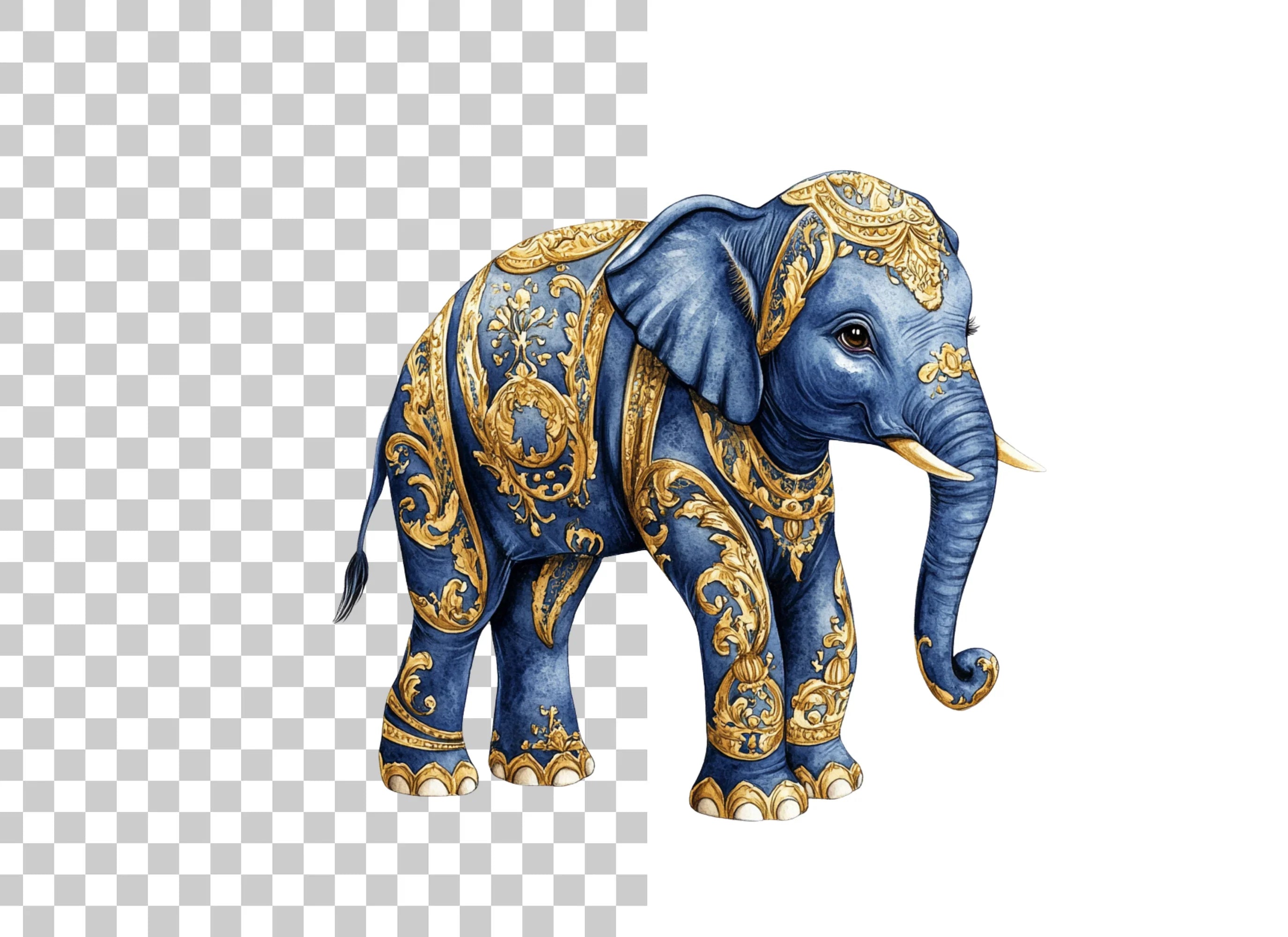 Majestic Blue Elephant Clipart Bundle