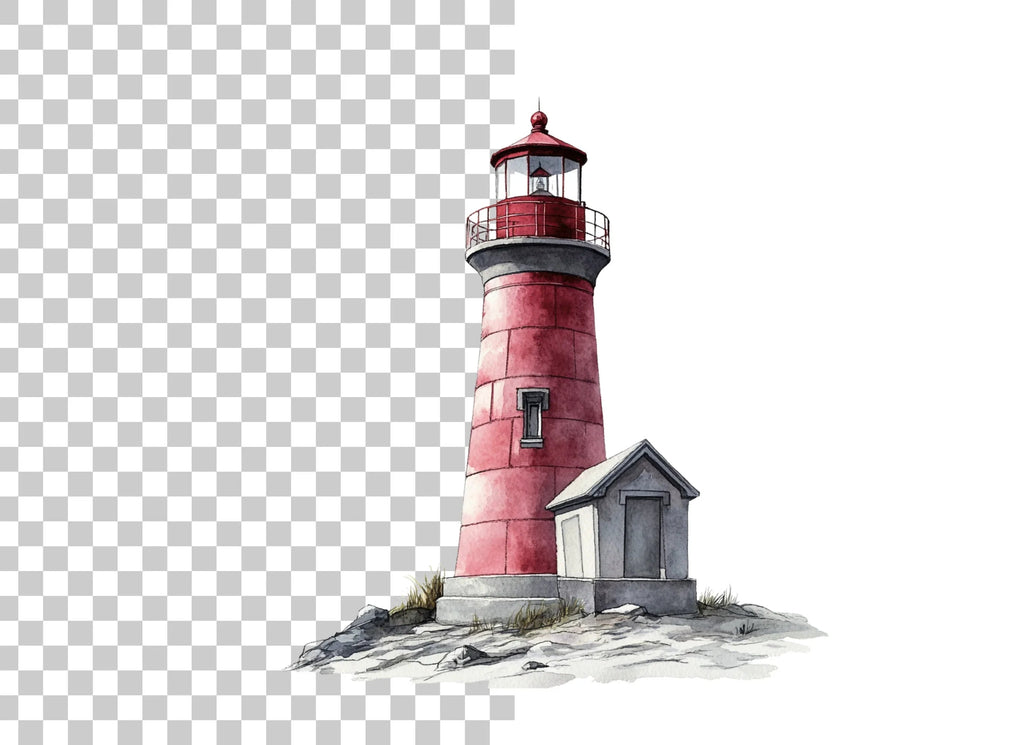 Red Lighthouse Clipart Bundle