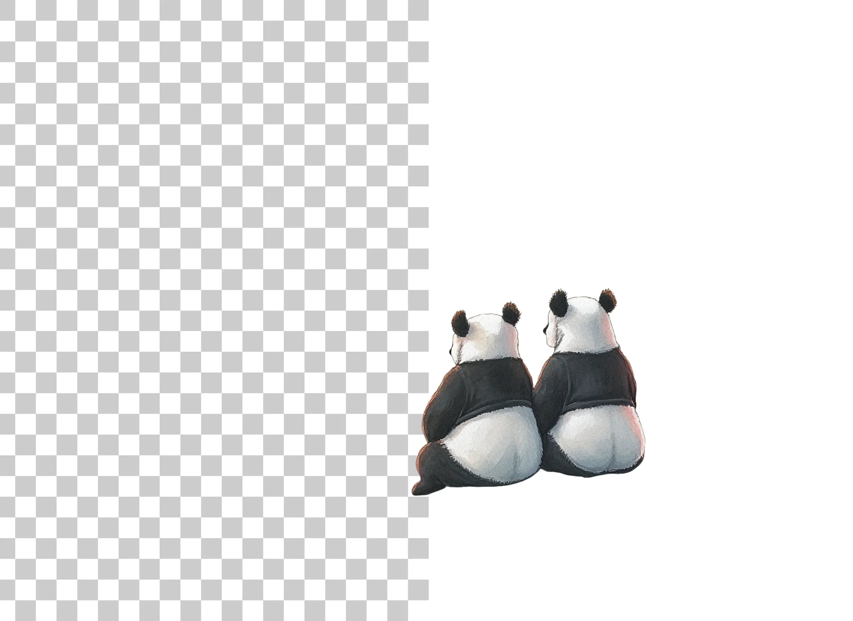 Adorable Pandas Looking Away Clipart Bundle