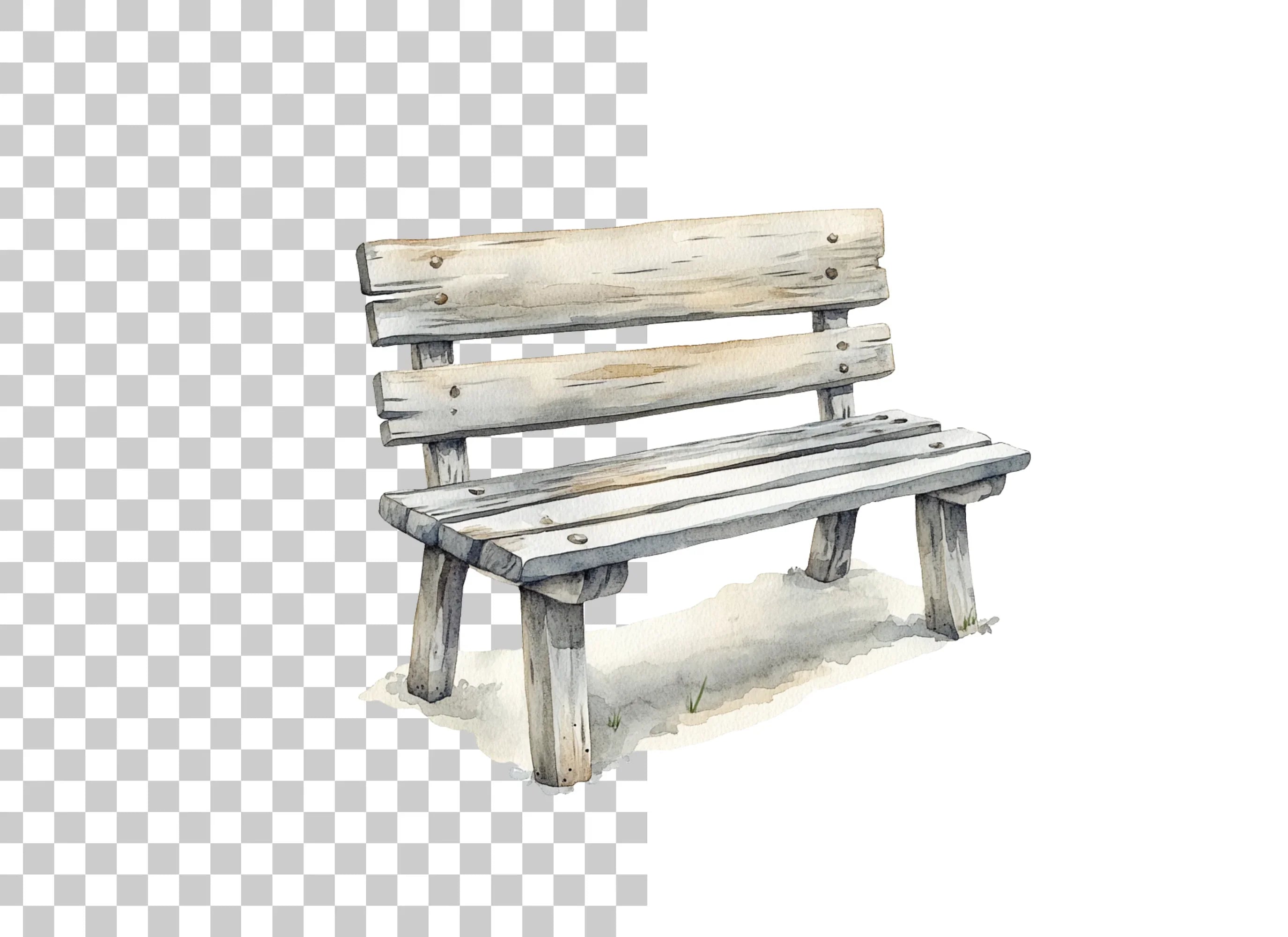 Rustic Wooden Bench Clipart Bundle