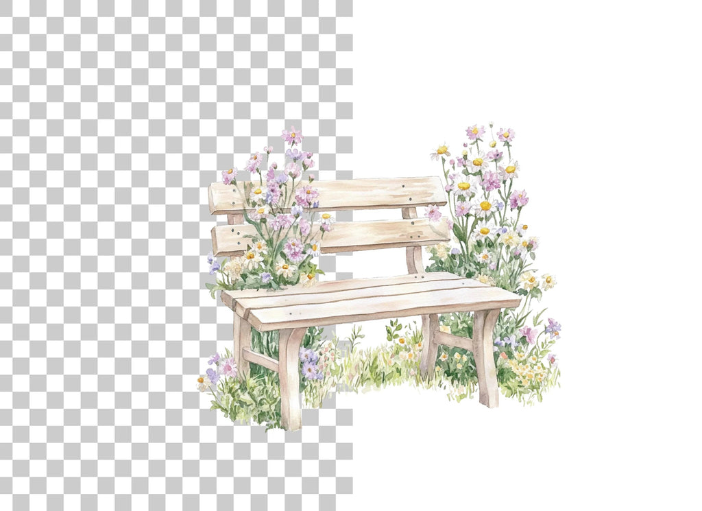 Floral Bench Clipart Bundle