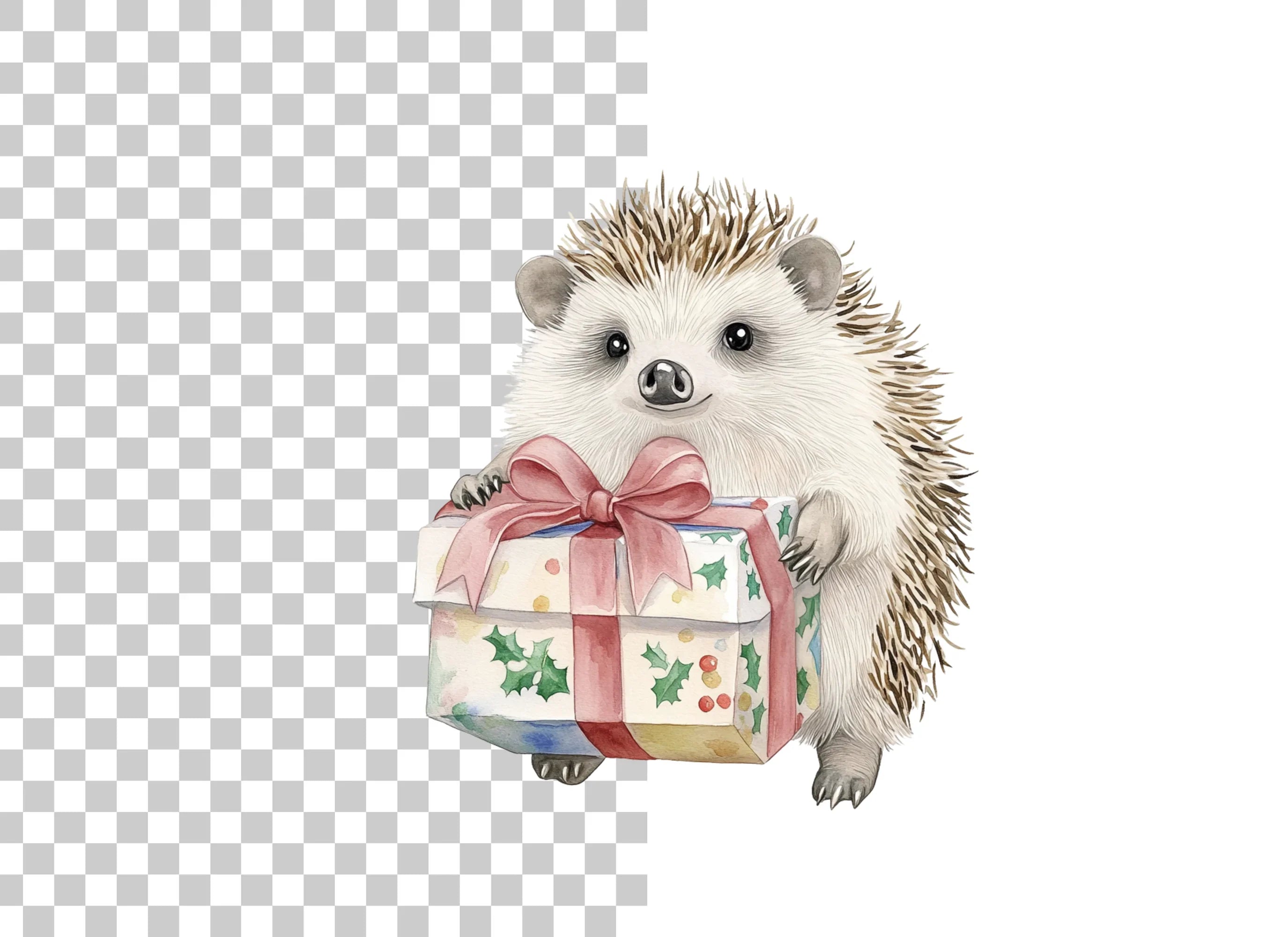 Cute Hedgehog Christmas Gift Clipart Bundle