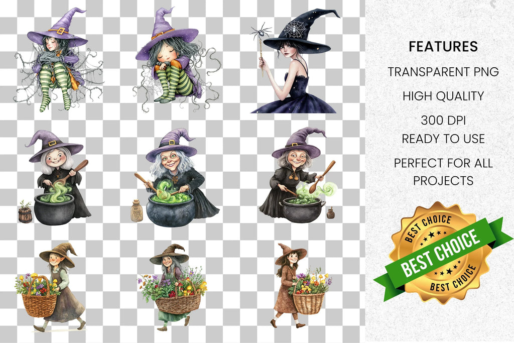 Whimsical Witchy Charm Clipart Bundle