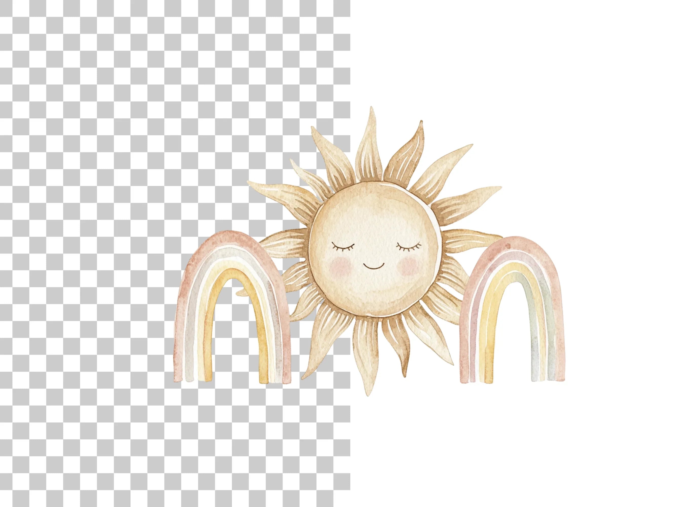 Boho Sun and Rainbow Clipart Bundle