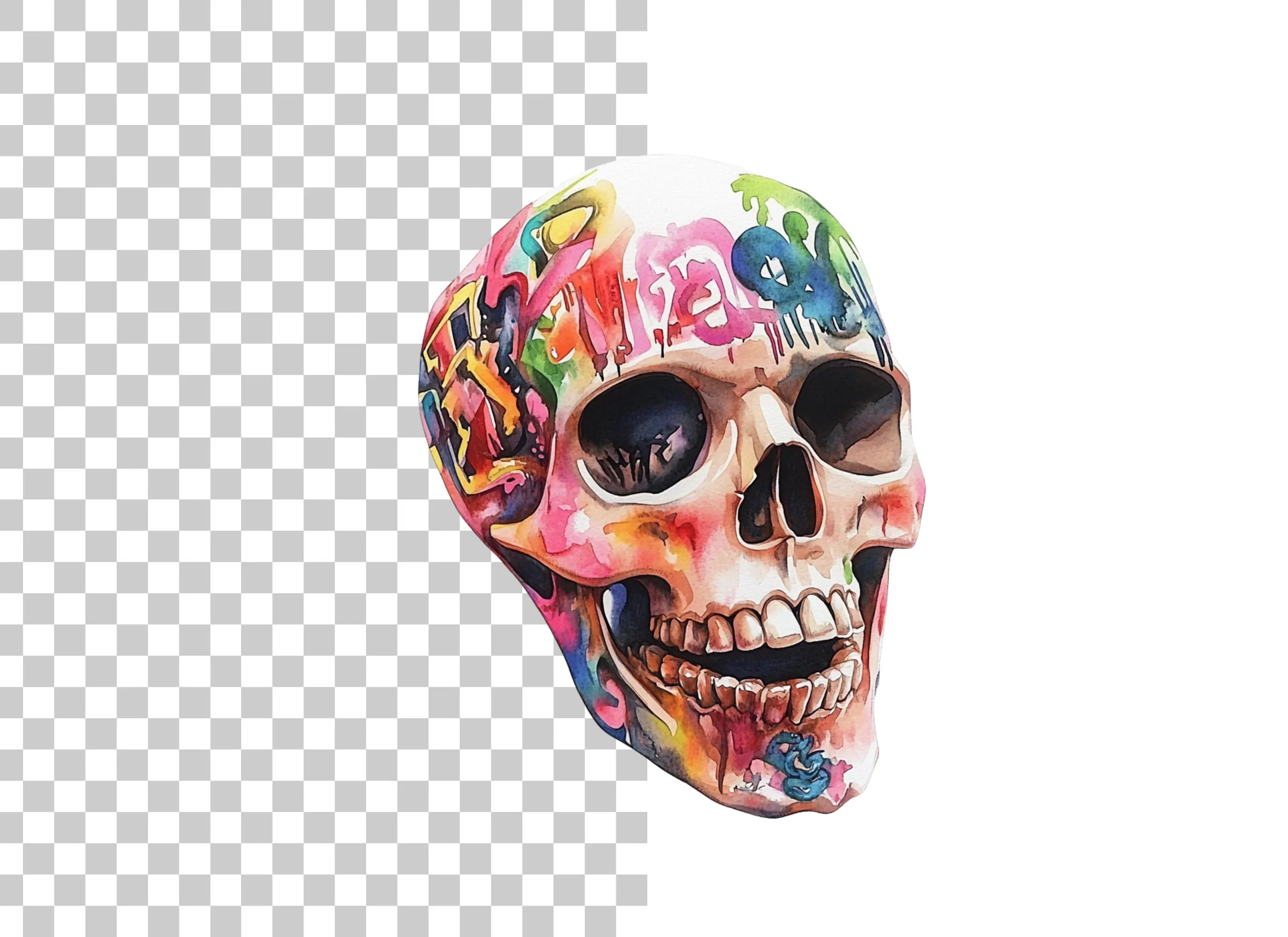 Vibrant Graffiti Skulls Clipart Bundle