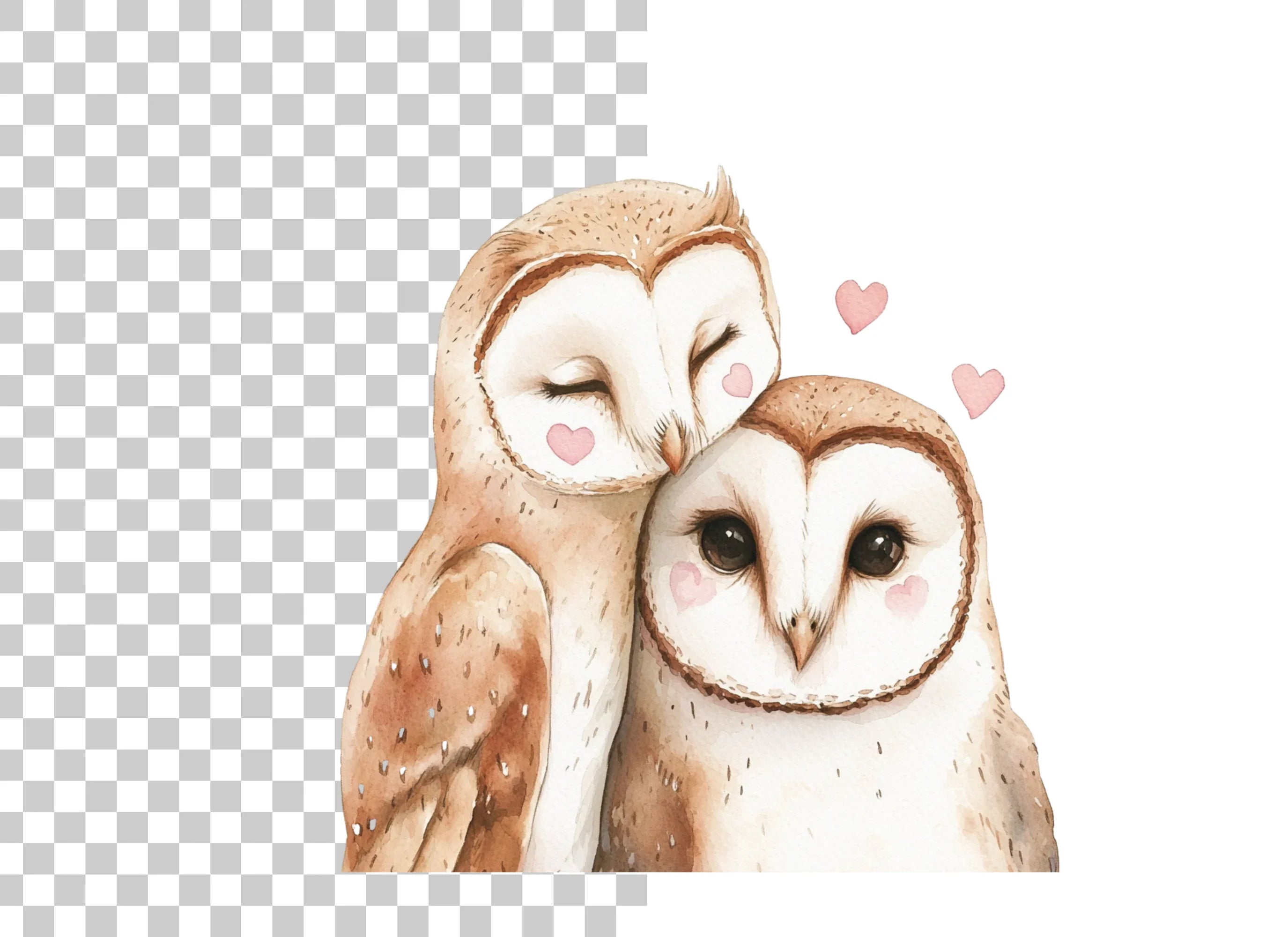 Cute Barn Owl Couple Clipart Bundle
