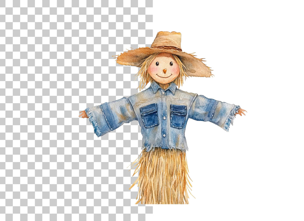 Denim Shirt Scarecrow Clipart Bundle