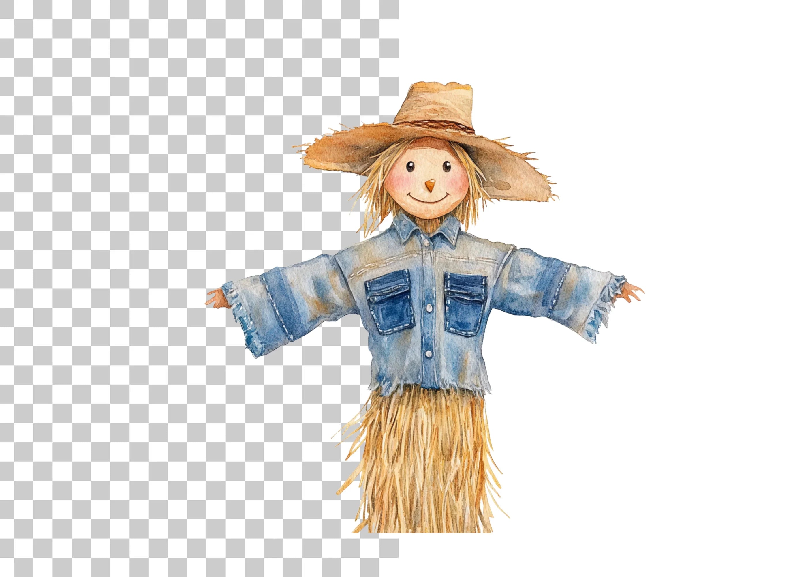 Denim Shirt Scarecrow Clipart Bundle