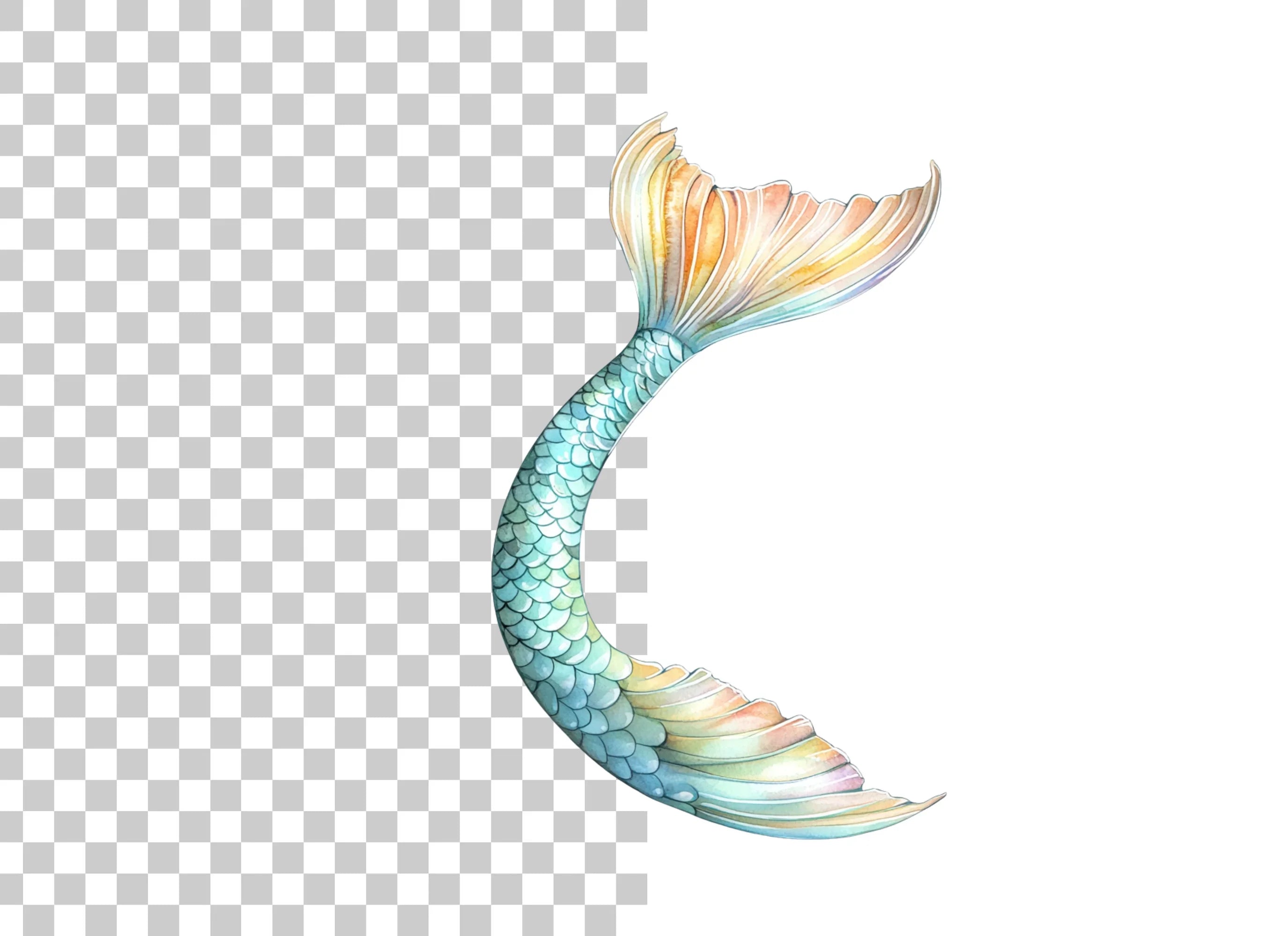 Colorful Mermaid Tail Clipart Bundle