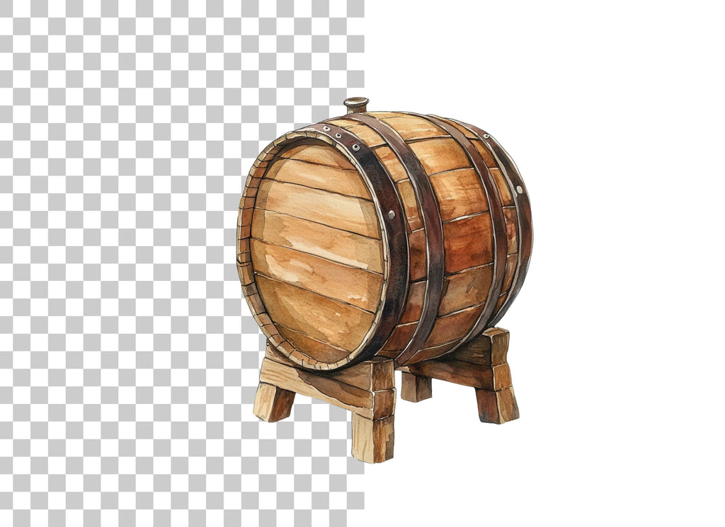 Rustic Wooden Barrels Clipart Bundle