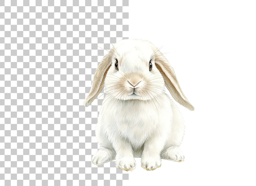 Adorable White Lop Eared Bunny Clipart Bundle