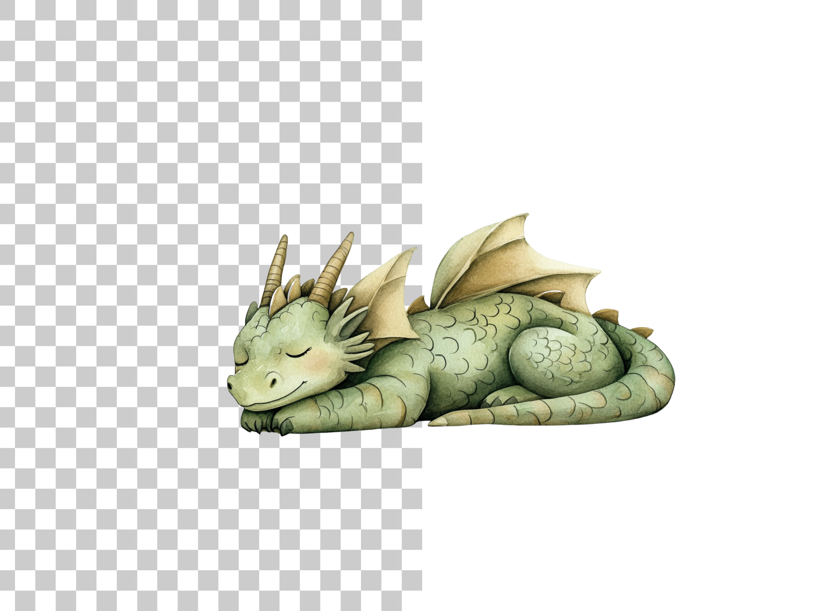 Cute Sleeping Baby Dragon Clipart Bundle