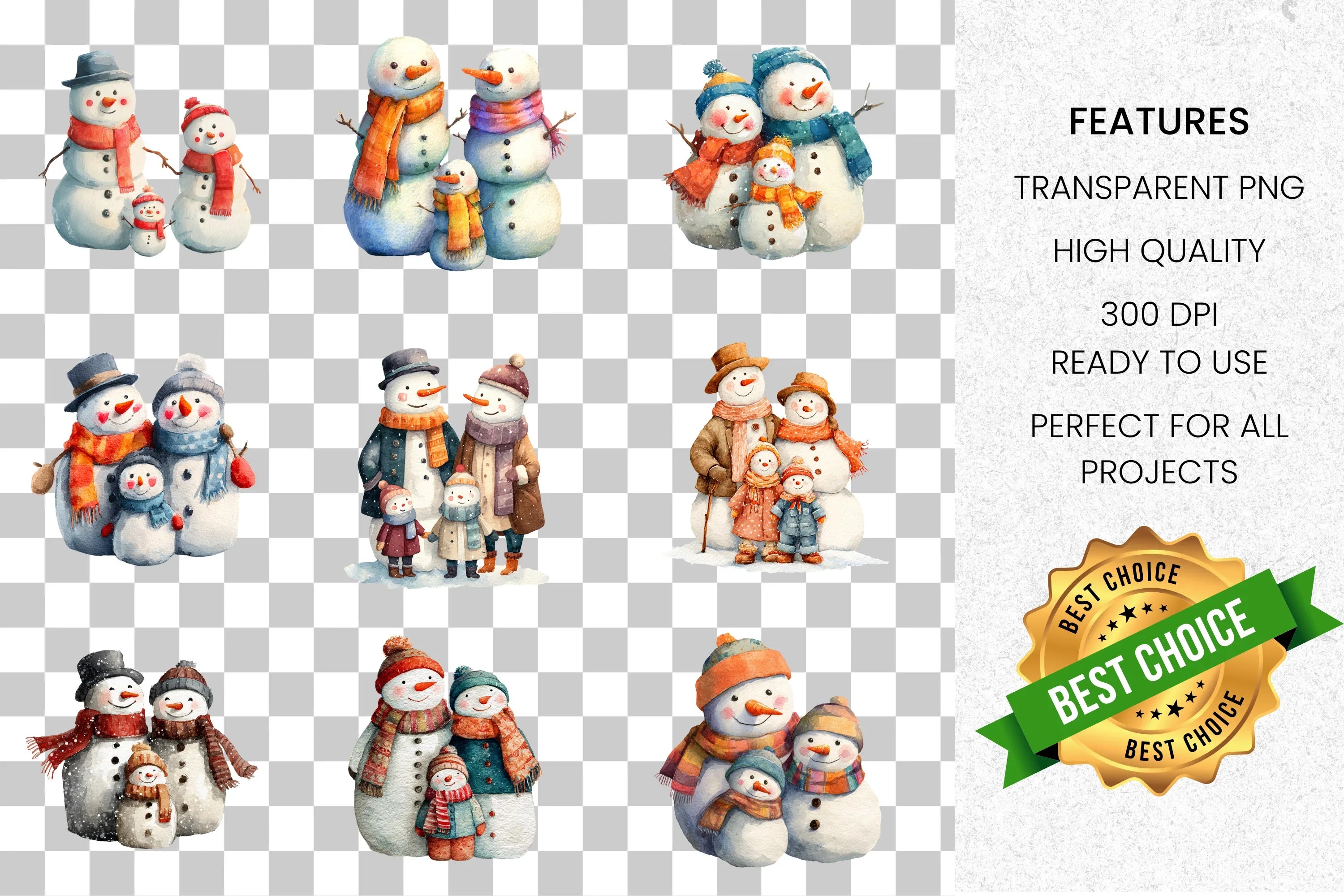 Snowman Family Clipart Bundle