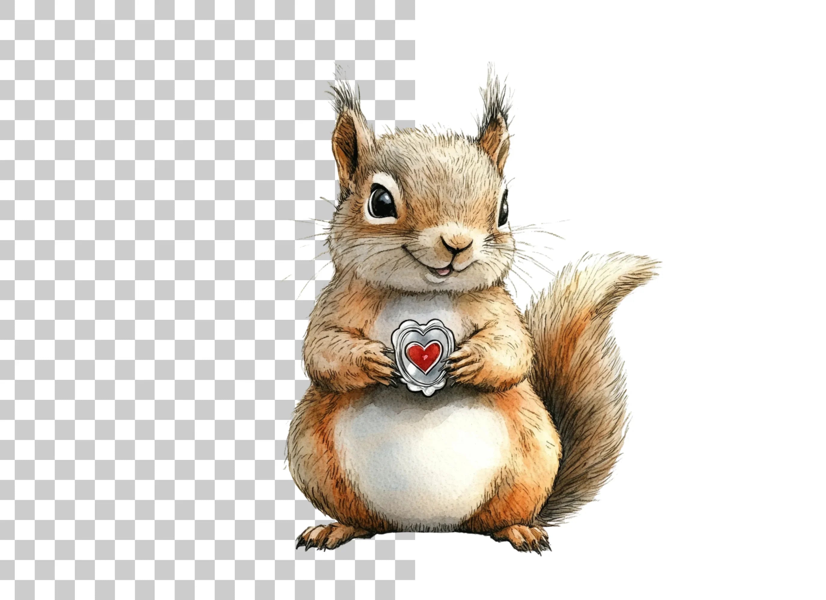 Cute Squirrels with Hearts Clipart Bundle