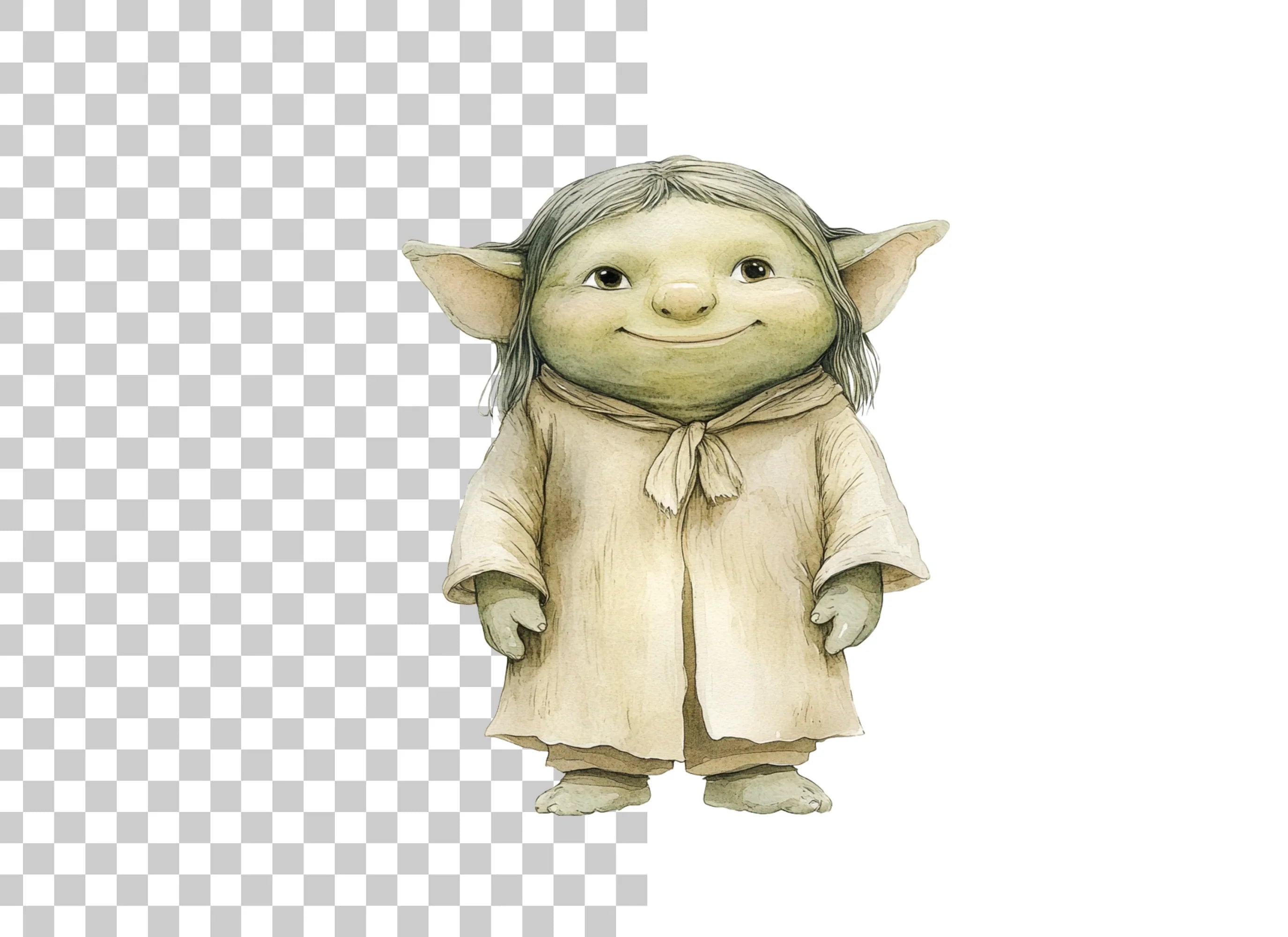 Baby Yoda Style Creatures Clipart Bundle