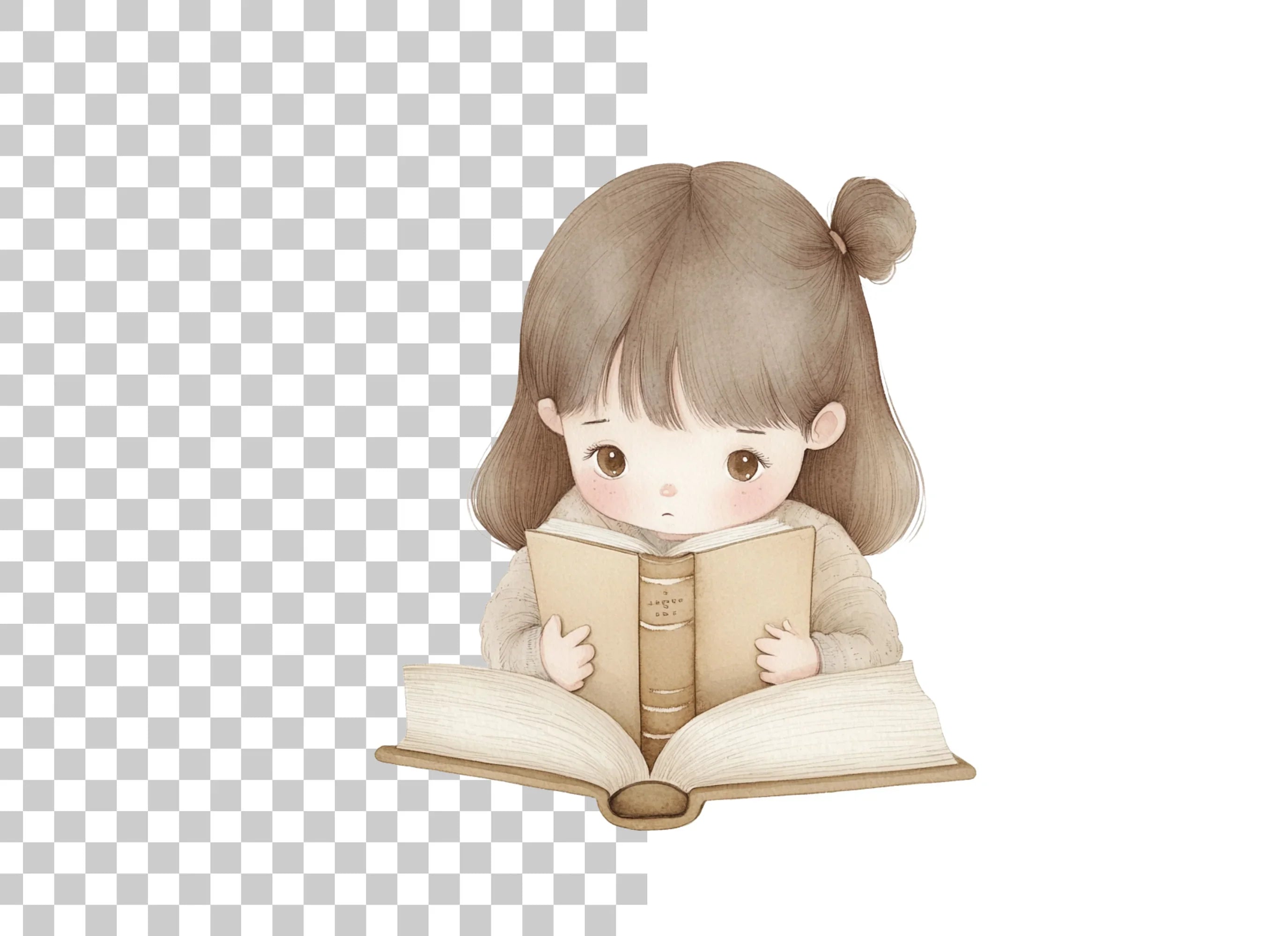 Cute Girl Reading Book Clipart Bundle