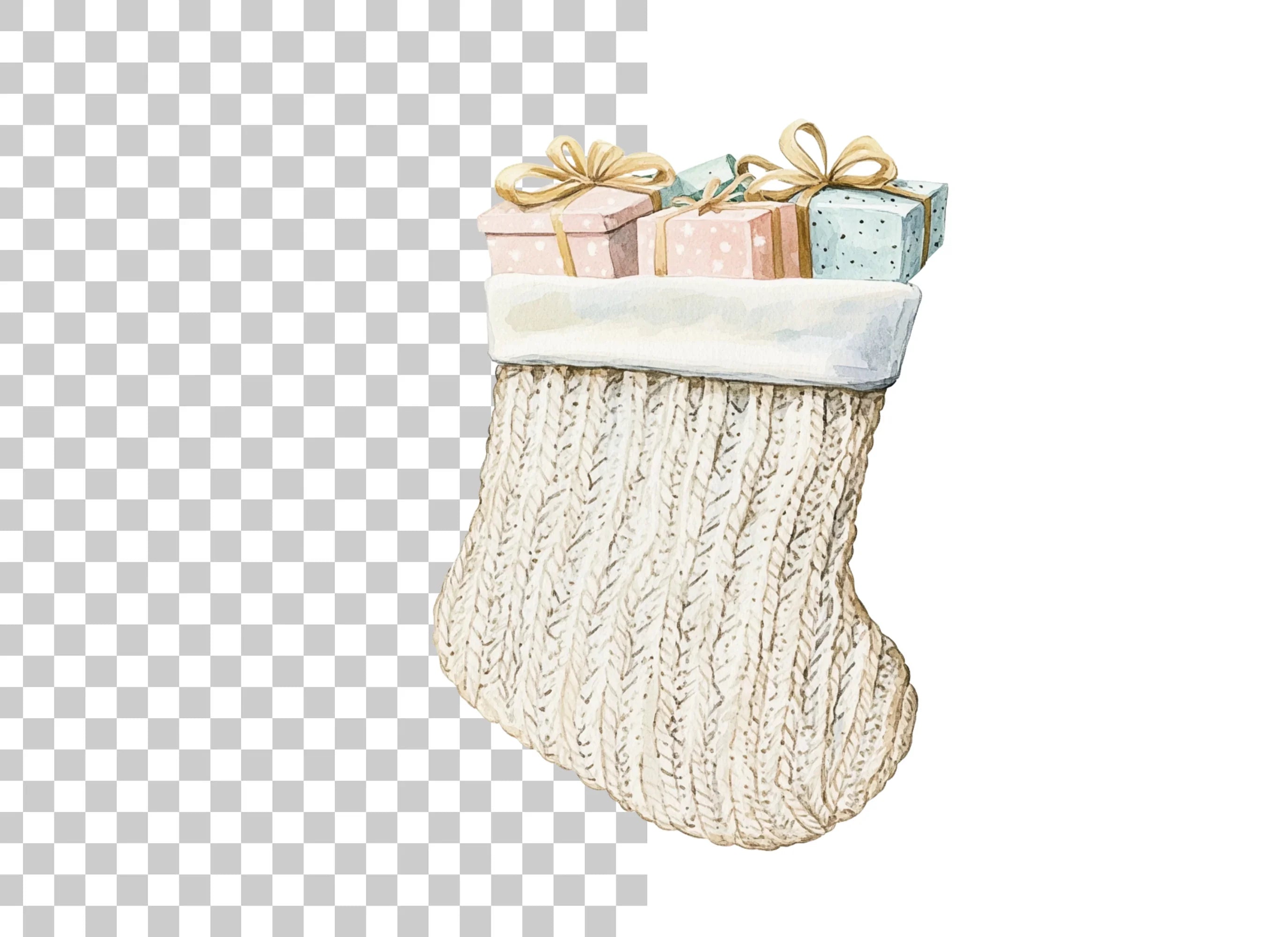 Christmas Stockings with Gifts Clipart Bundle