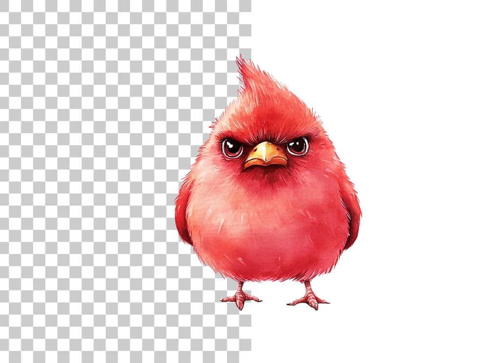Angry Red Cardinal Bird Clipart Bundle