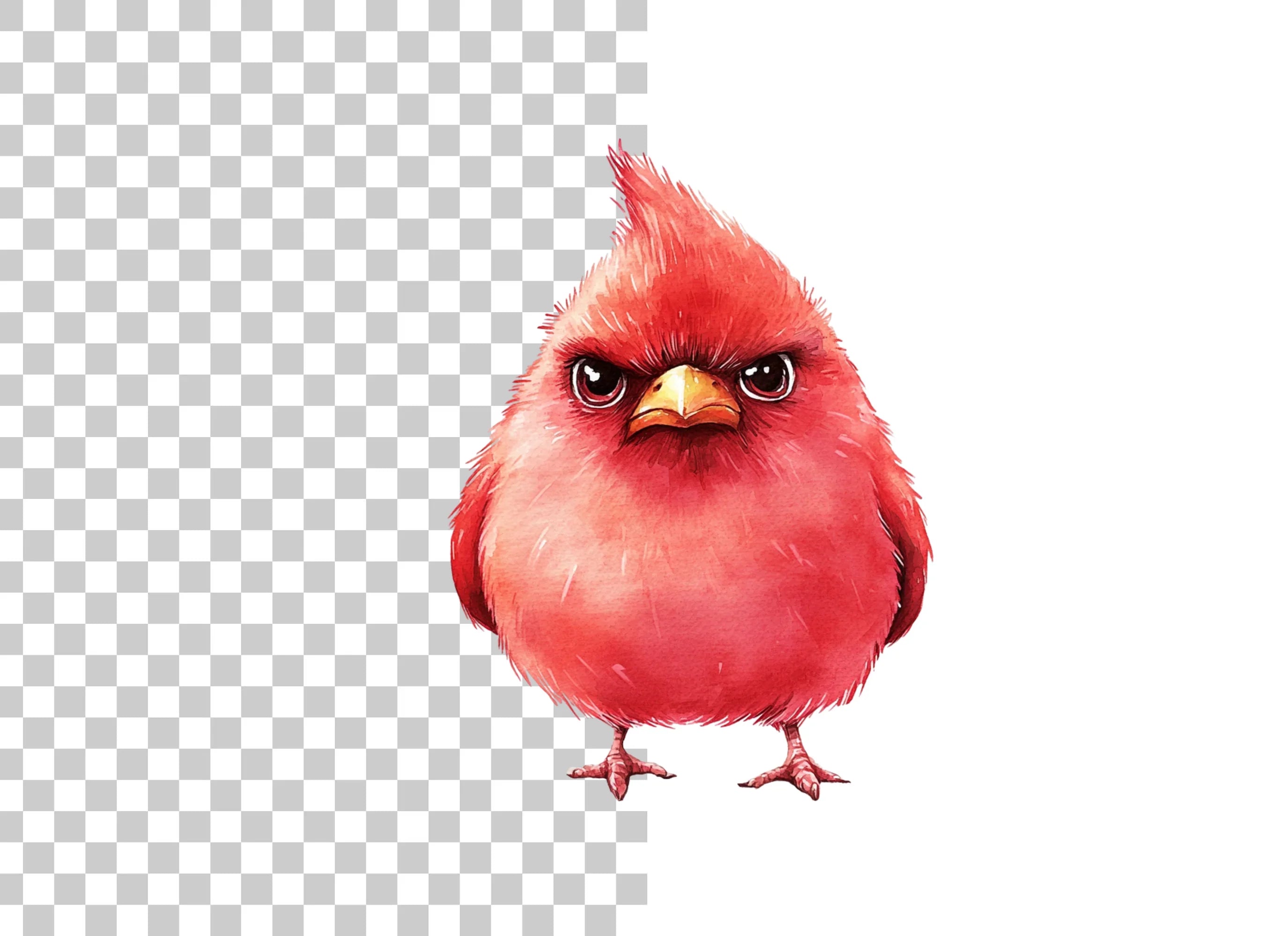 Angry Red Cardinal Bird Clipart Bundle