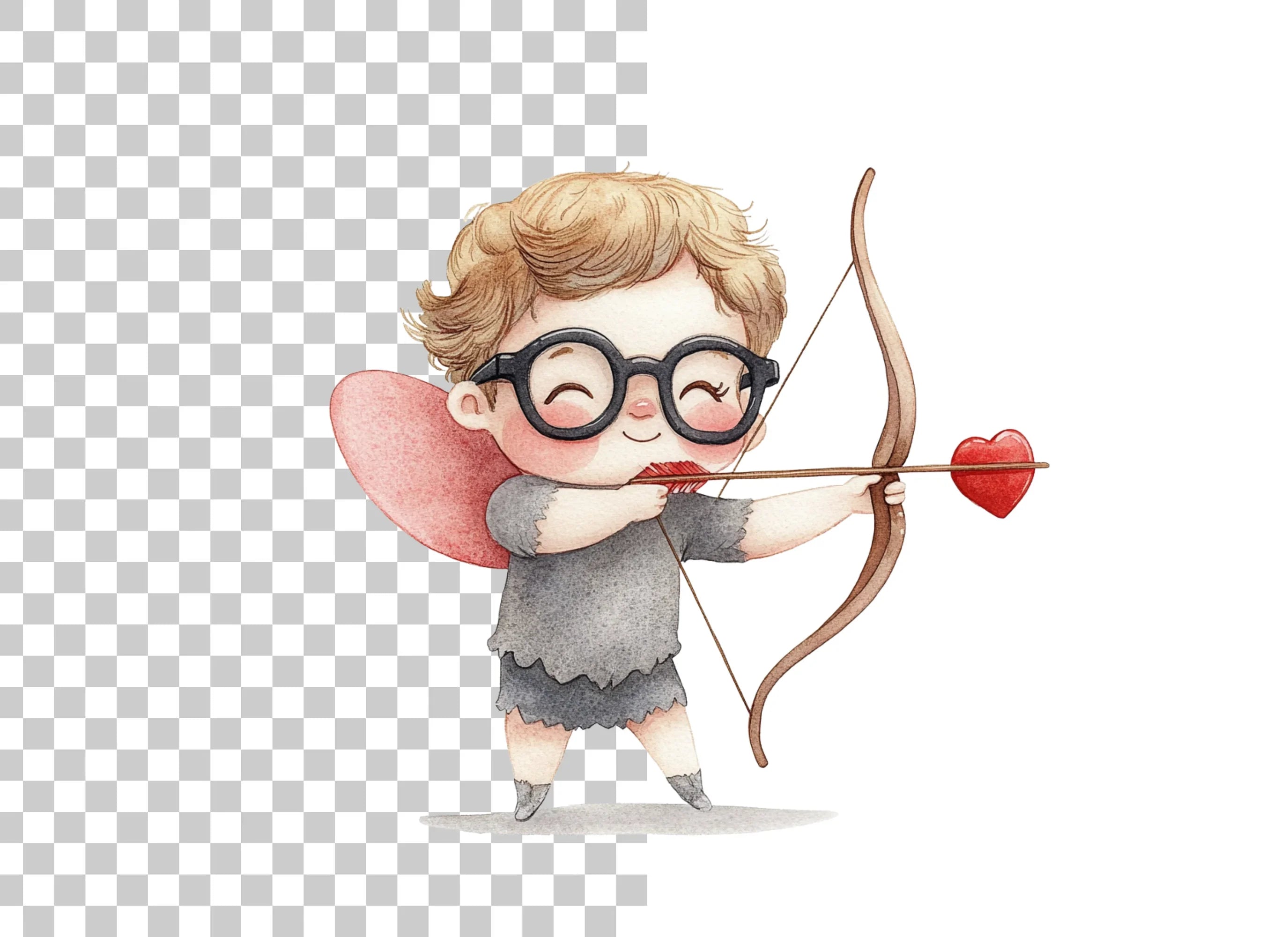 Cute Cupid with Glasses Clipart Bundle
