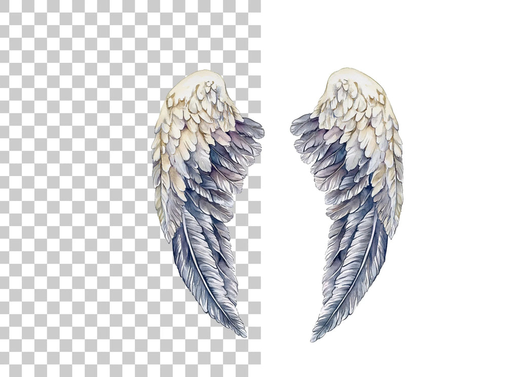 Grey Angel Wings Clipart Bundle