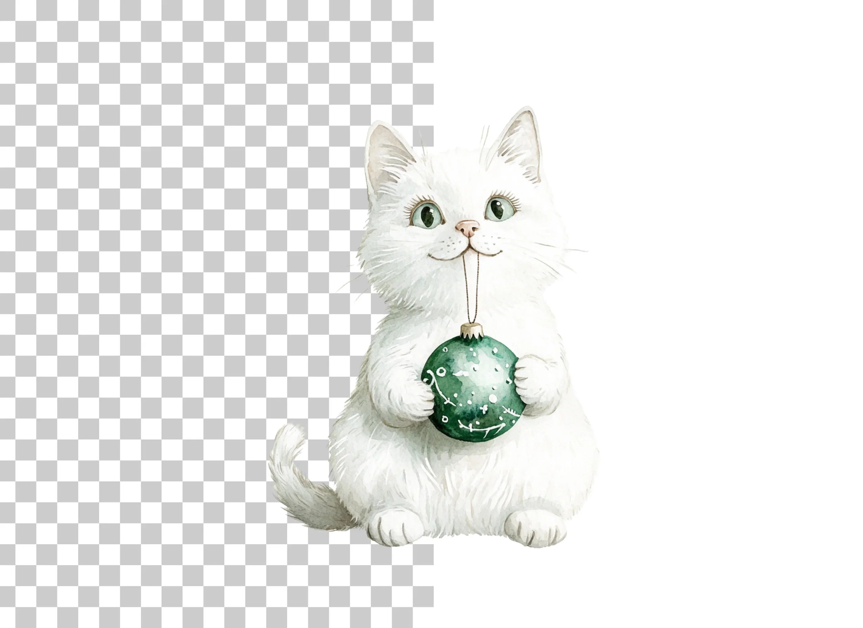 Cute White Christmas Cats Clipart Bundle