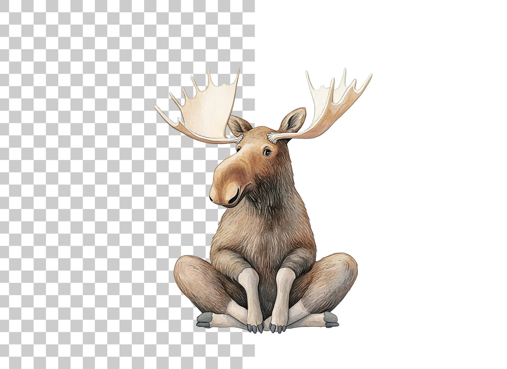 Cute Moose Sitting Clipart Bundle