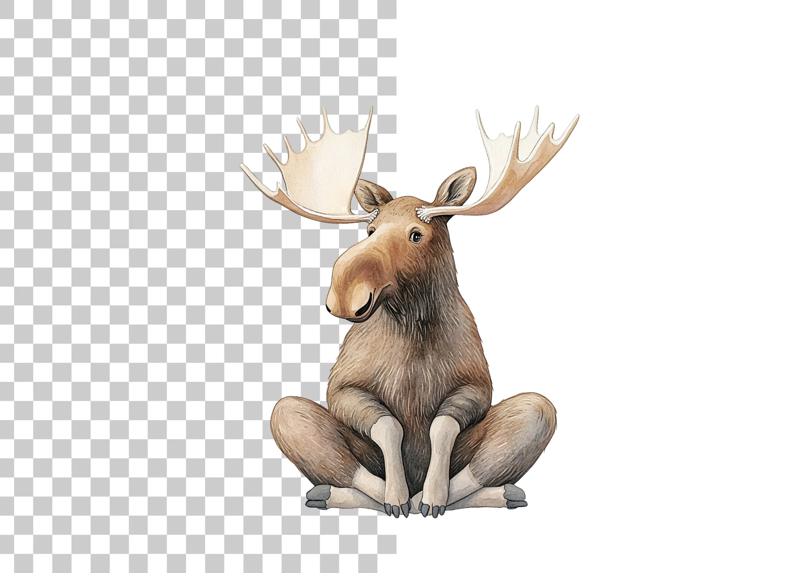 Cute Moose Sitting Clipart Bundle