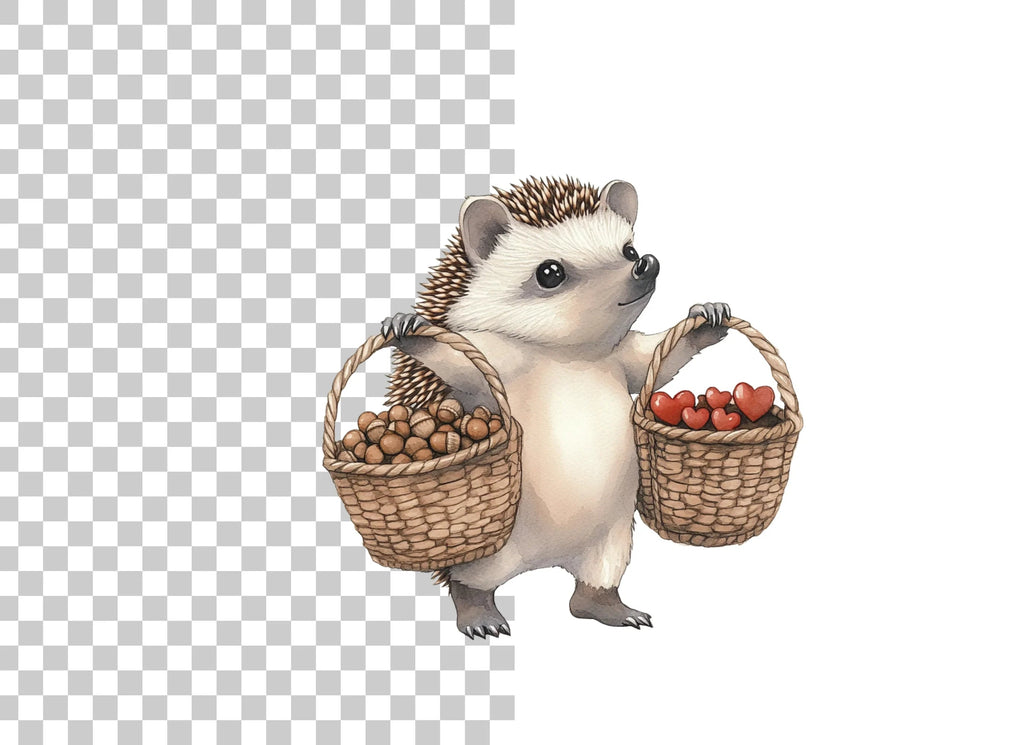 Hedgehogs Carrying Baskets Clipart Bundle