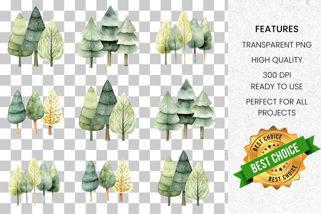 Forest Trees Clipart Bundle