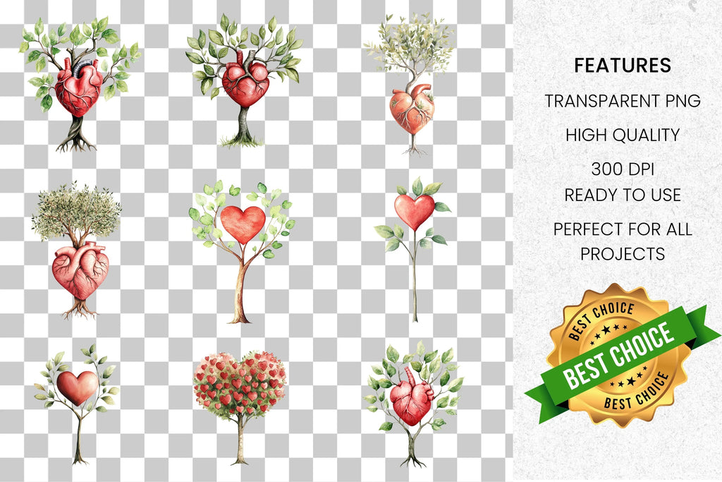 Heart Tree Clipart Bundle