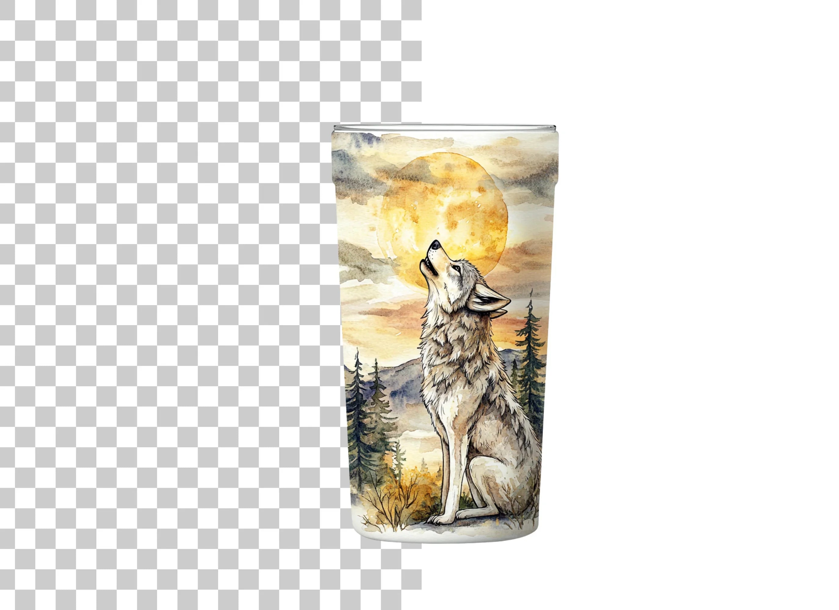 Wolf Howling at Moon Clipart Bundle