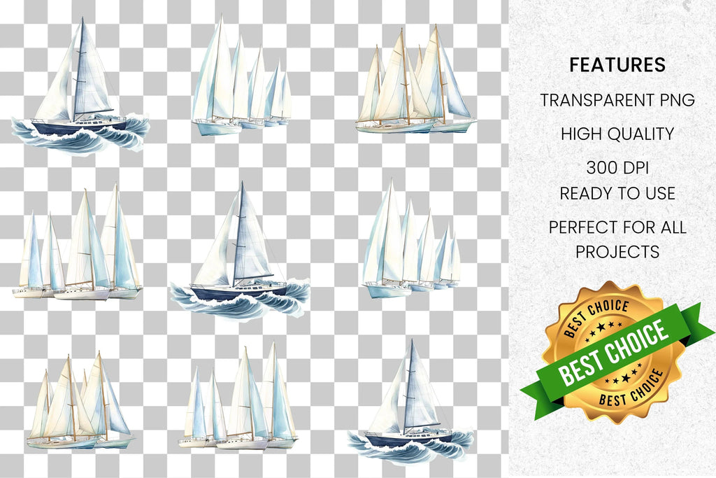 Sailboat Nautical Clipart Bundle