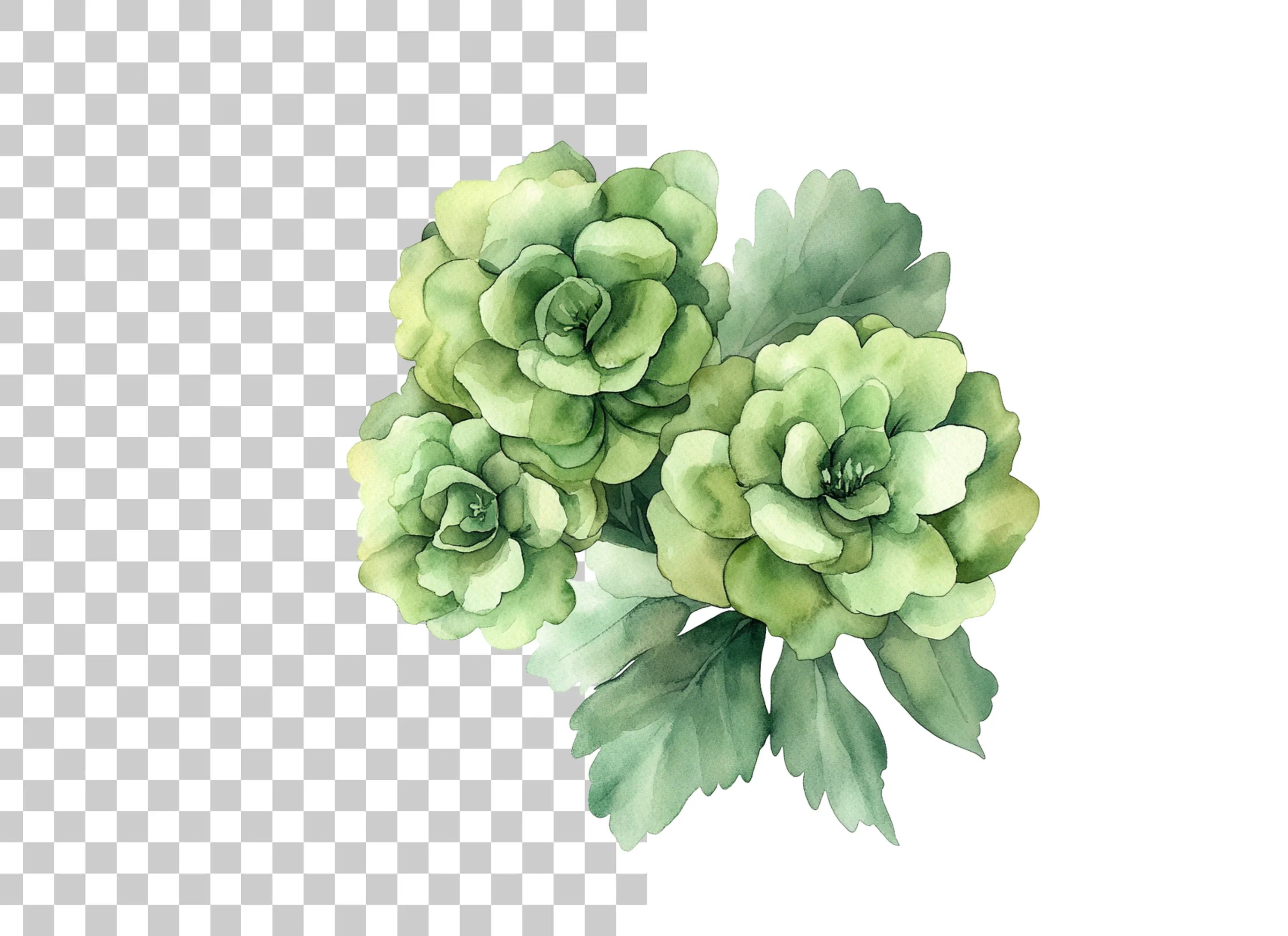 Green Floral Clipart Bundle