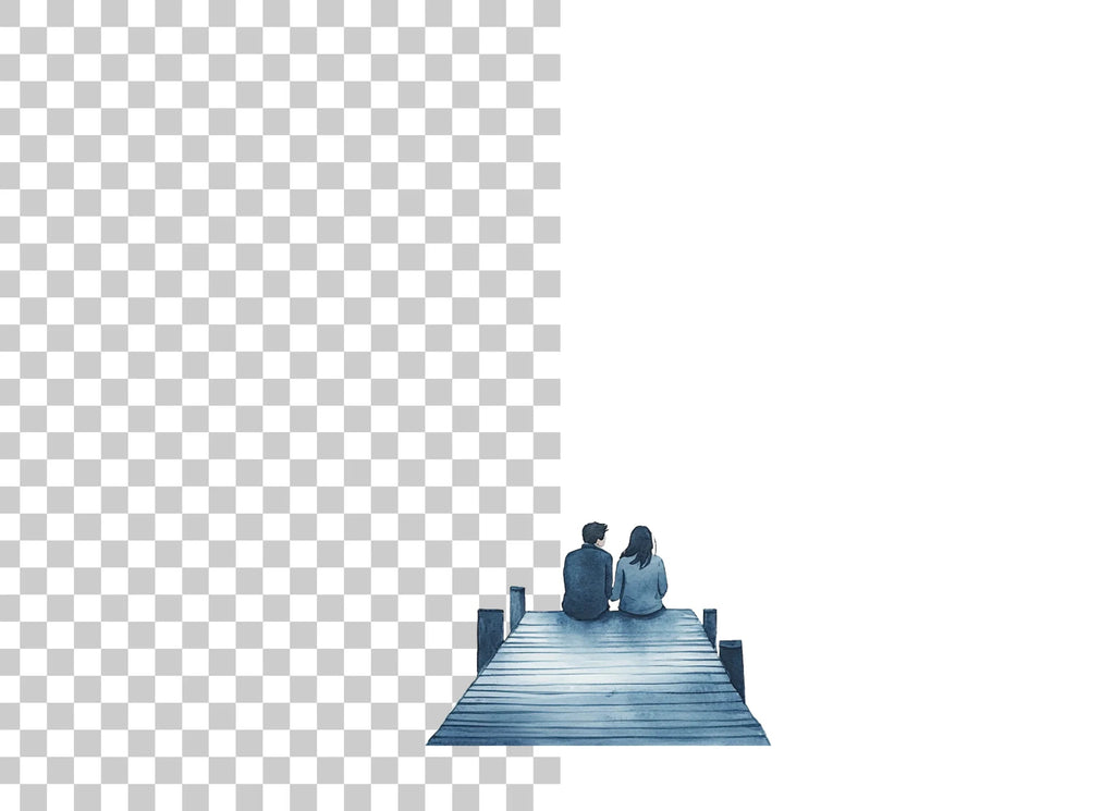 Romantic Couple on Dock Clipart Bundle