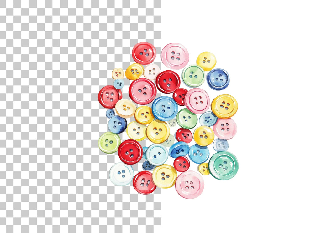 Vibrant Assorted Round Buttons Clipart Bundle
