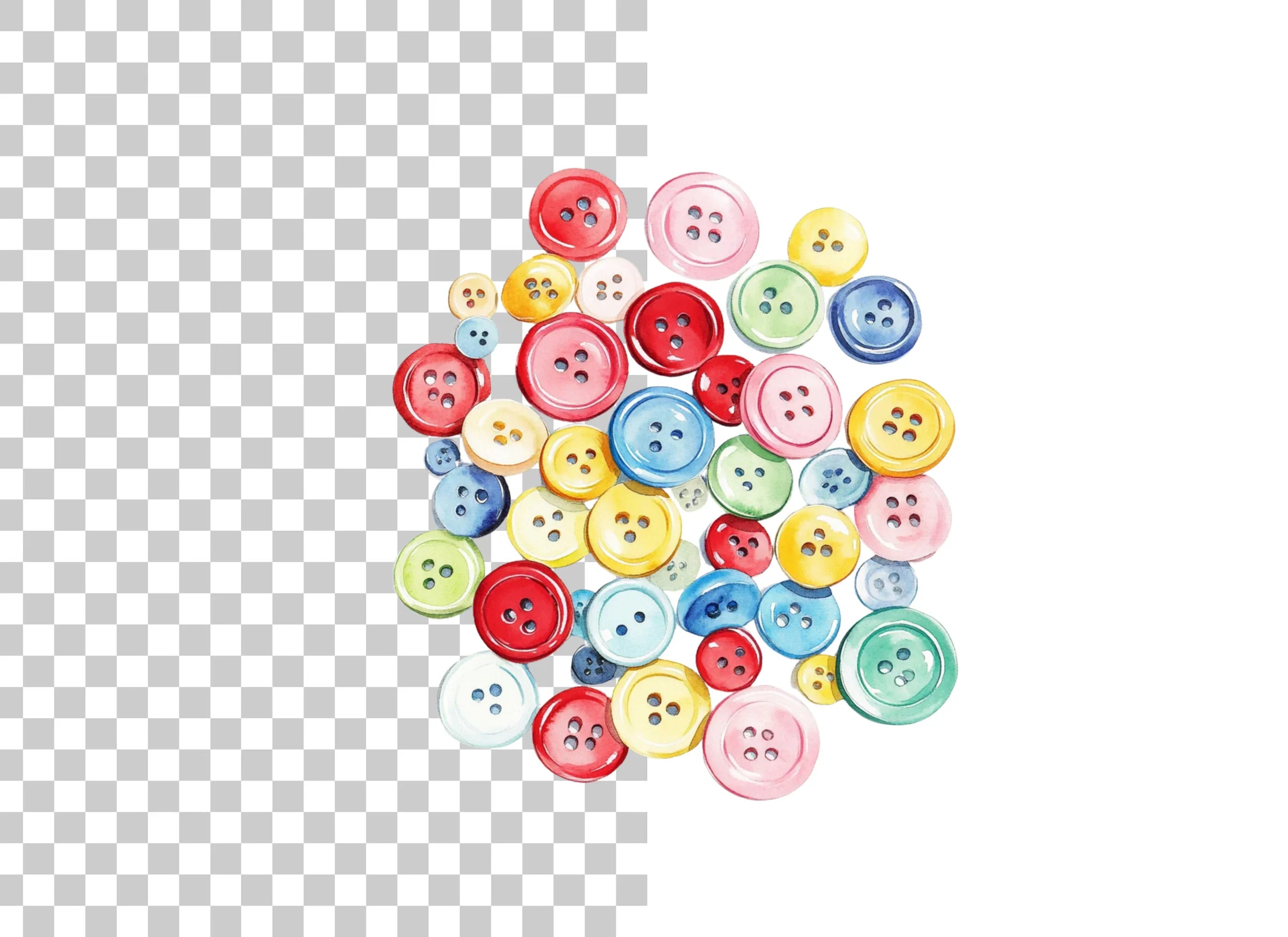 Vibrant Assorted Round Buttons Clipart Bundle