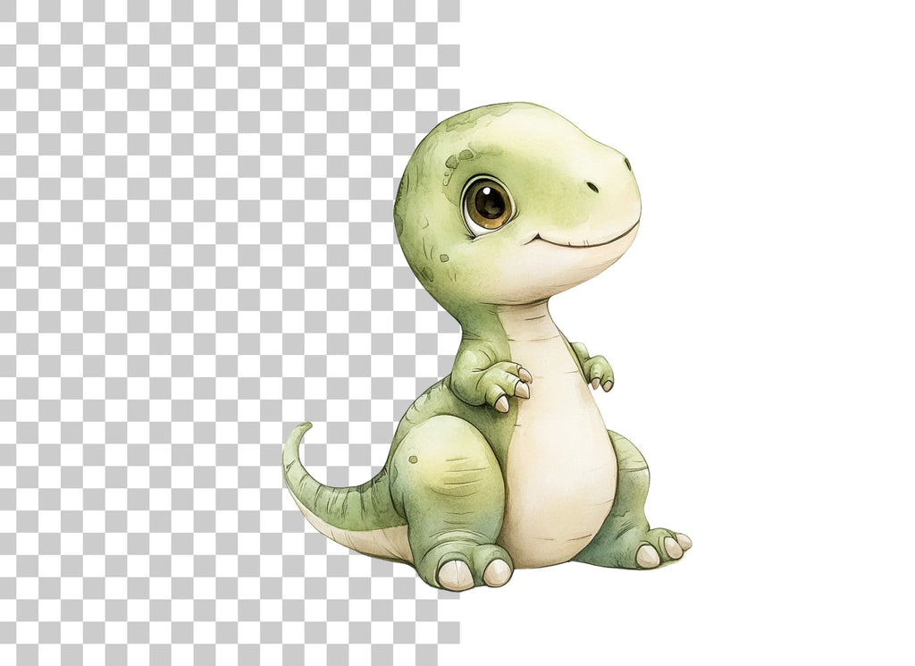 Adorable Green Baby Dinosaur Clipart Bundle
