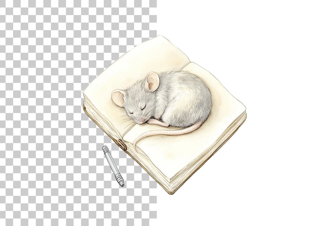 Sleeping Mice on Books Clipart Bundle