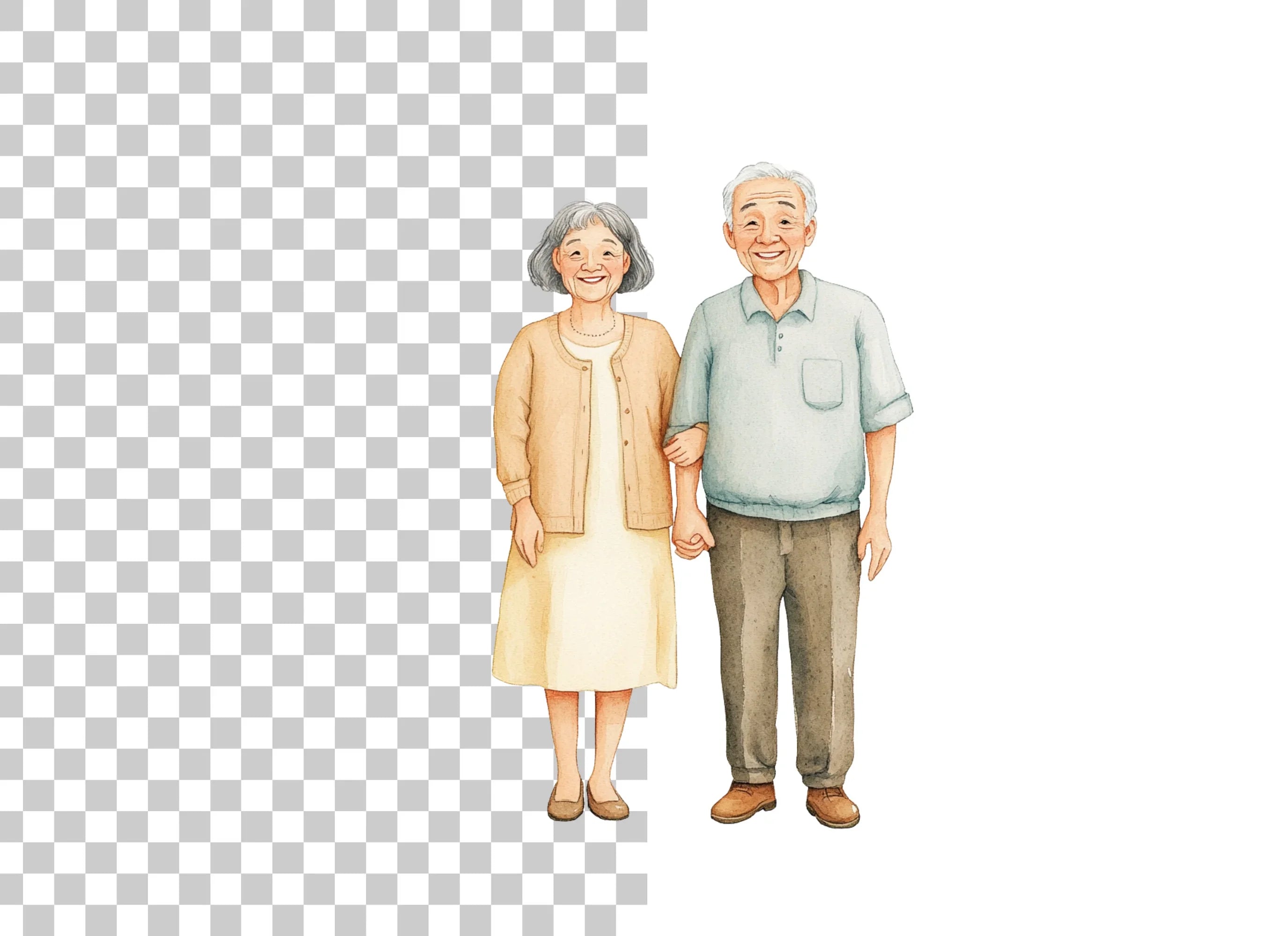 Happy Elderly Couple Clipart Bundle
