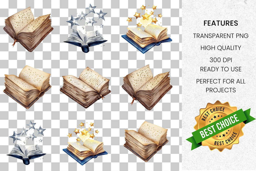 Magical Open Books Clipart Bundle