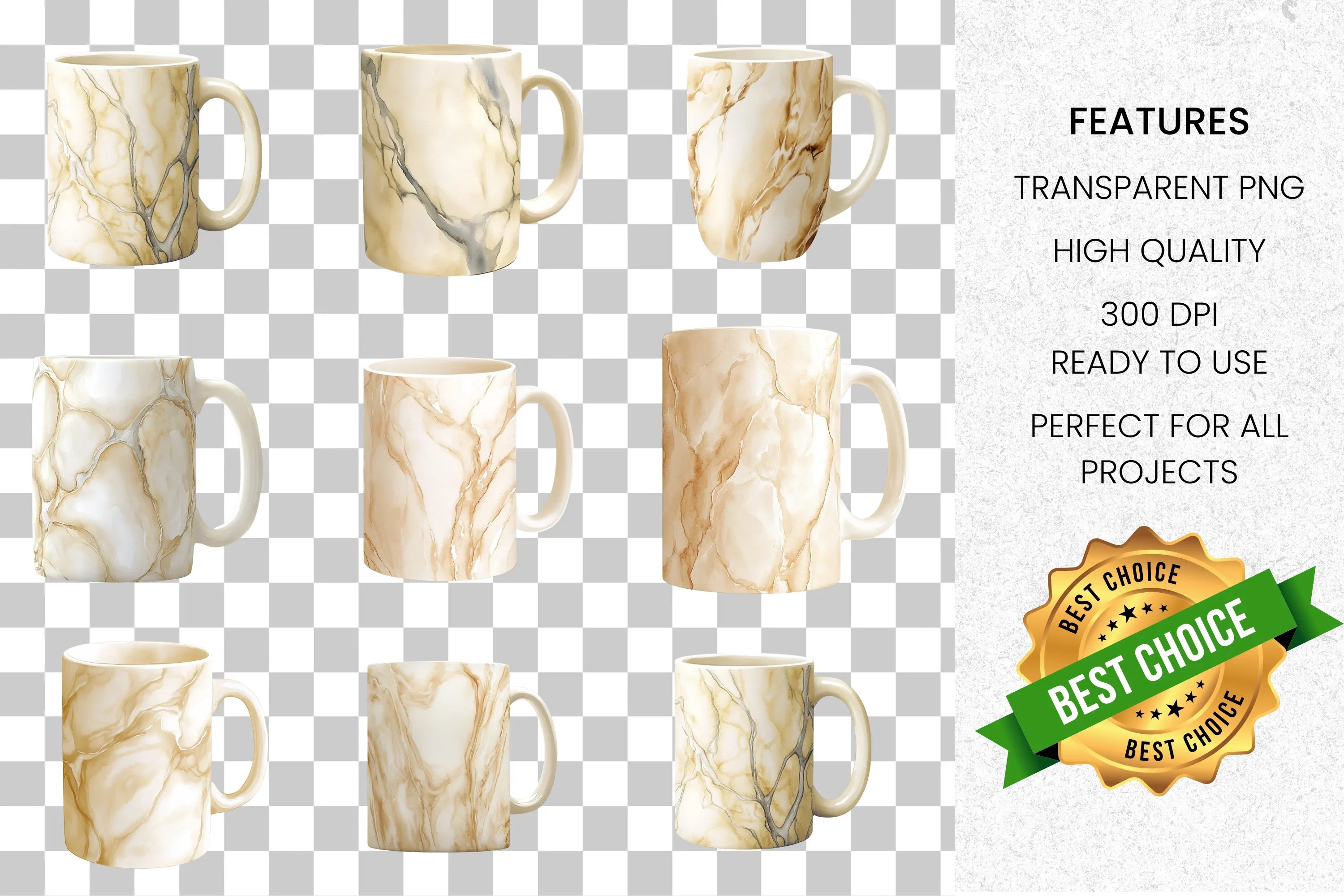 Elegant Gold Marble Clipart Bundle