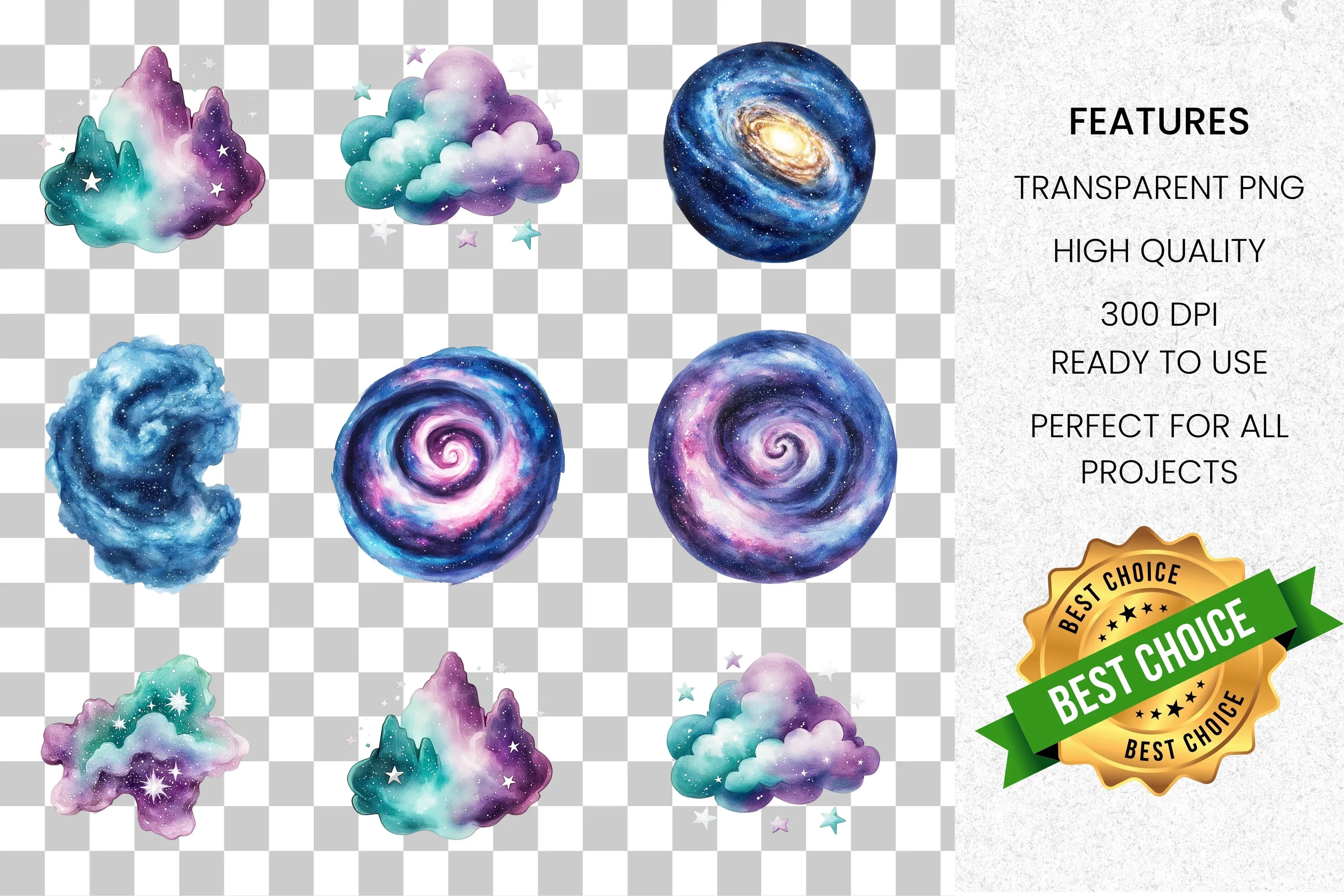 Galaxy Nebula Clipart Bundle