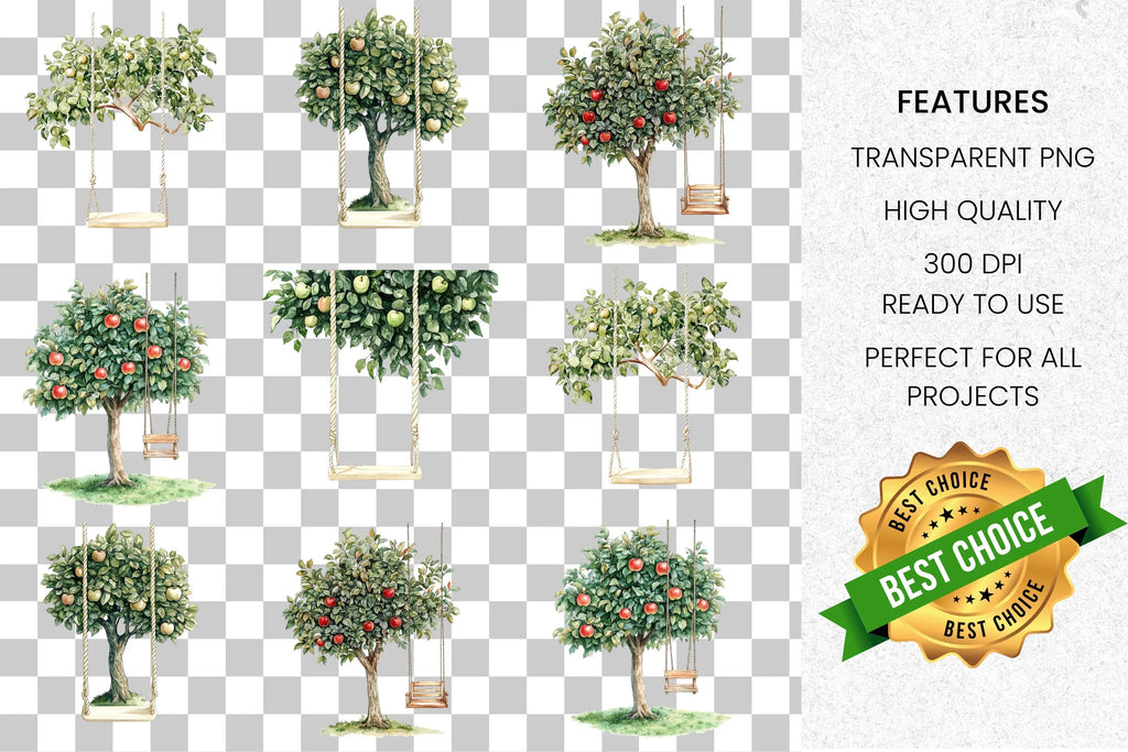 Tree Swings Clipart Bundle