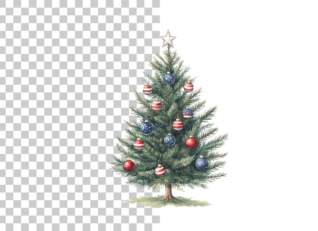 Patriotic Christmas Tree Clipart Bundle