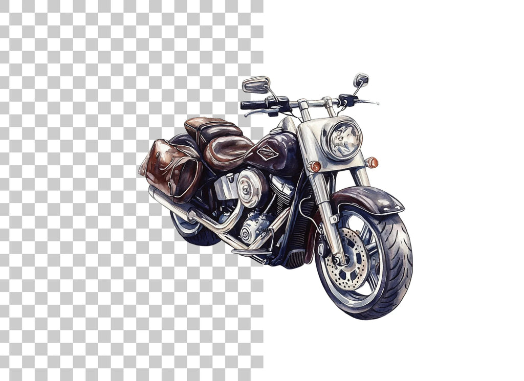 Classic Cruiser Motorcycle Illustrations Clipart Bundle