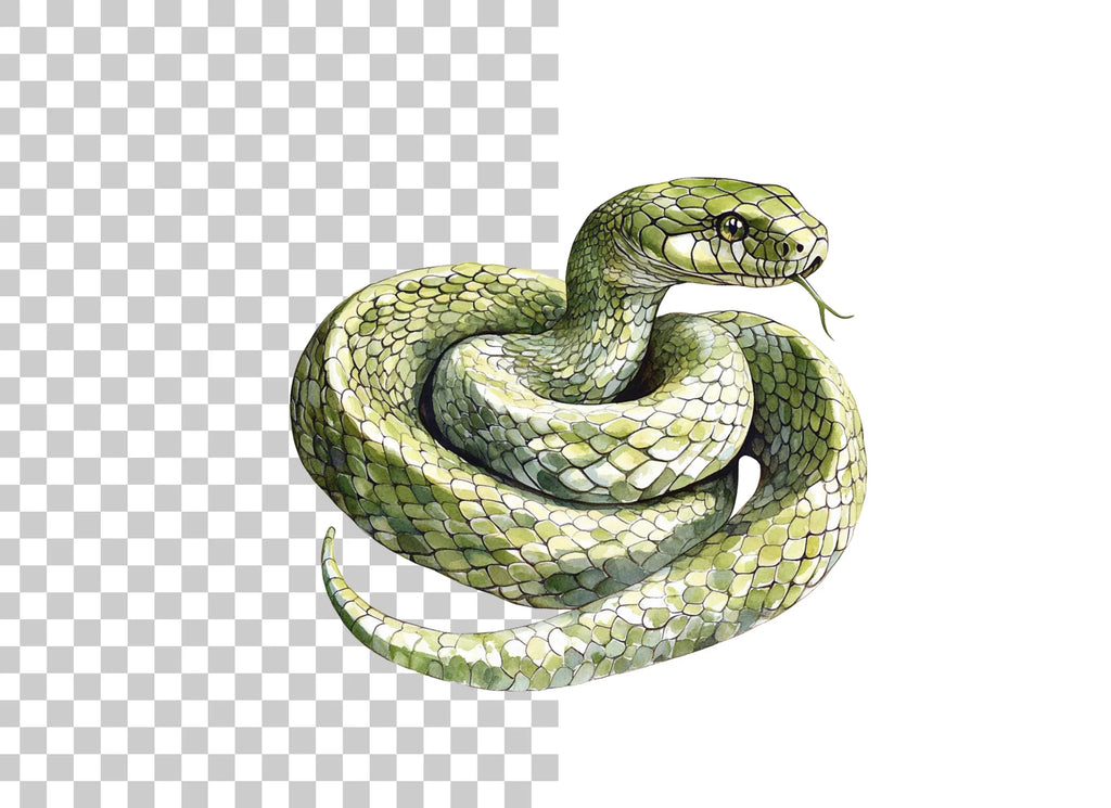 Realistic Green Snake Illustrations Clipart Bundle